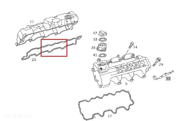 MERCEDES M112 Uszczelka pokrywy zaworow prawa ORYGINAL - 2