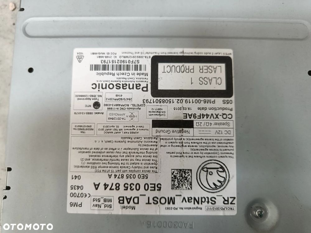 Czytnik kart Skoda Octavia 3 III Jednostka Radia Radio 5E0035874A - 3