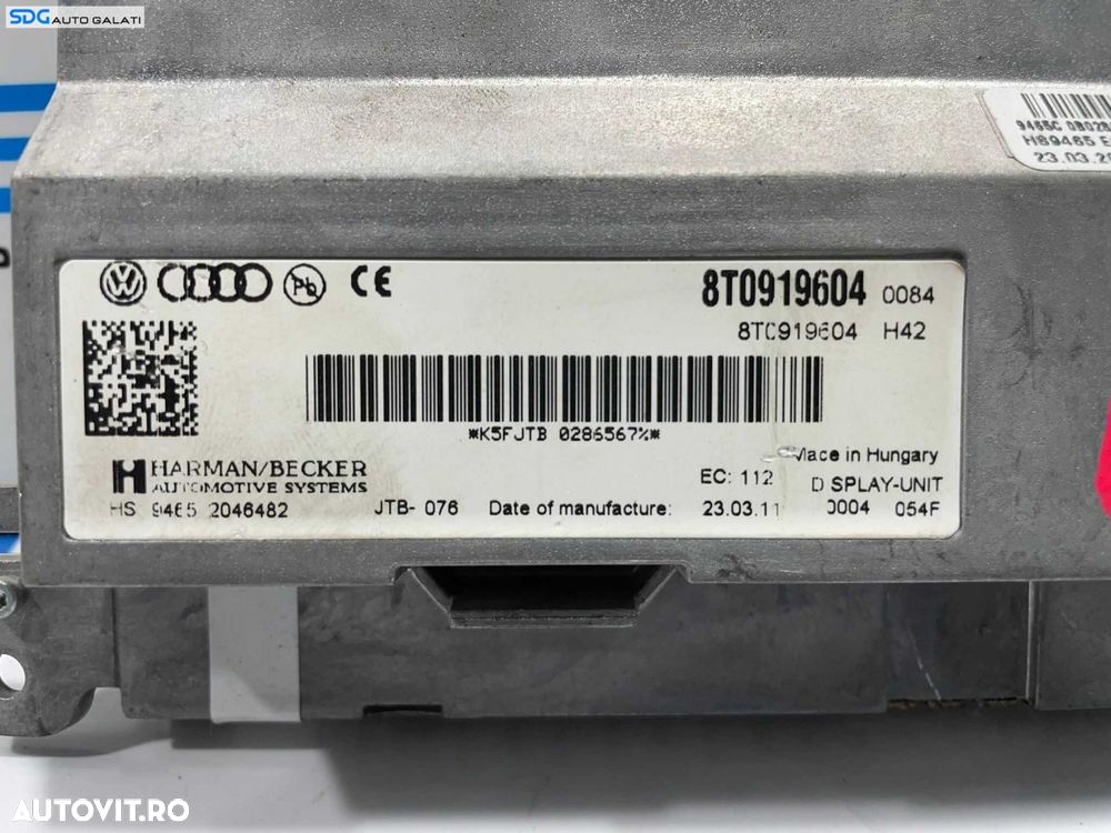 Display Ecran Afisaj MMI CD Player Navigatie Audi Q5 2009 - 2017 Cod 8T0919604 [L4704] - 3