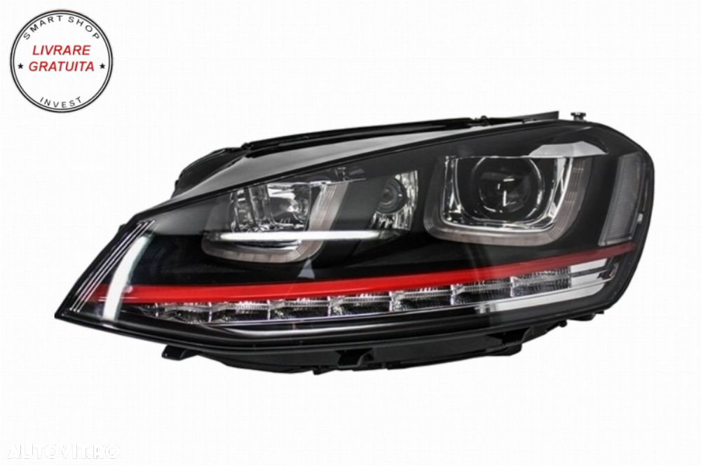 Ansamblu Faruri 3D Semnal Dinamic LED cu Grila VW Golf 7 VII (2012-2017) R20 GTI D- livrare gratuita - 10