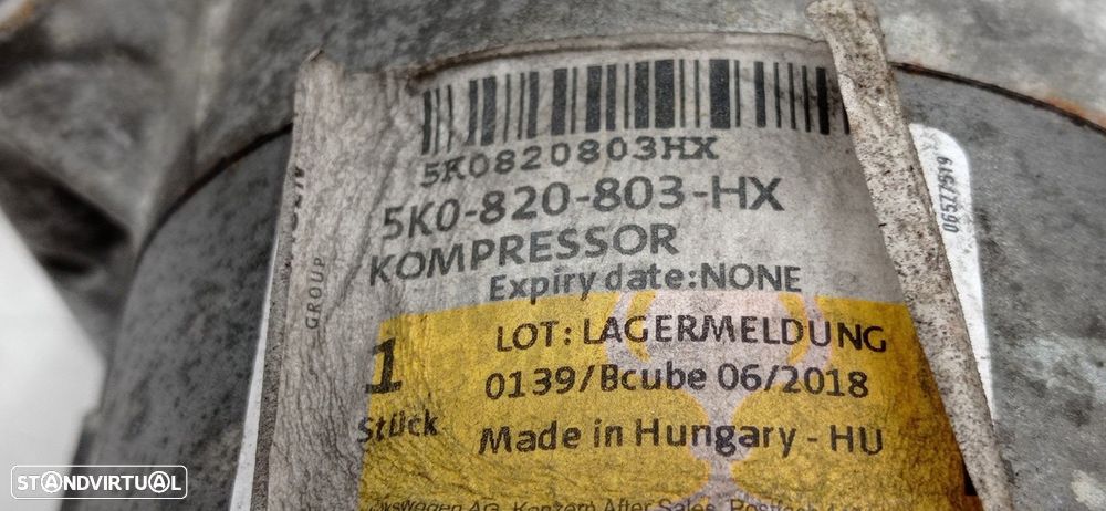 COMPRESSOR AR CONDICIONADO VOLKSWAGEN POLO 2010 -5K0820803HX - 1