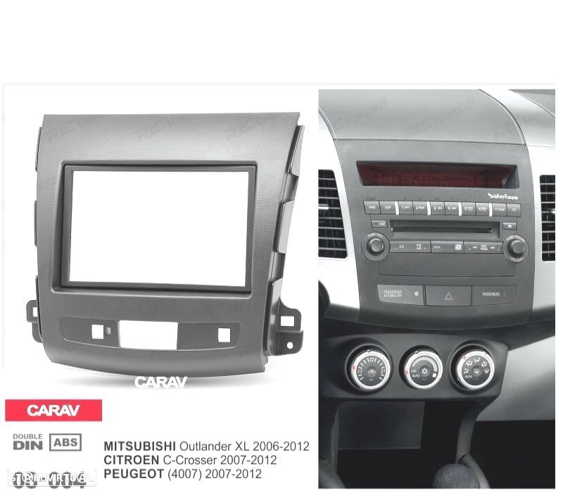 MOLDURA ADAPTADOR CINZA ESCURO PARA RADIO 2-DIN 7" PARA CITROEN C-CROSSER MITSUBISHI OUTLANDER XL PE - 1