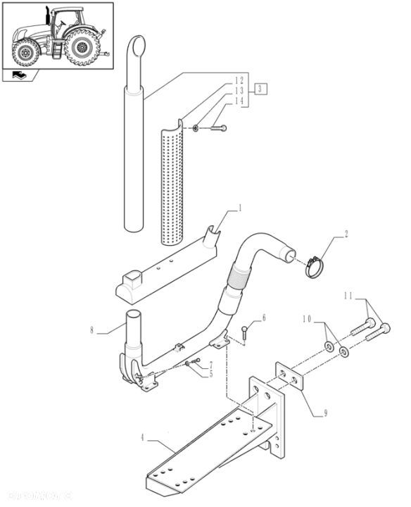 New Holland T6010 Tłumik w/ spark arrester, aspirated 87396433 - 1