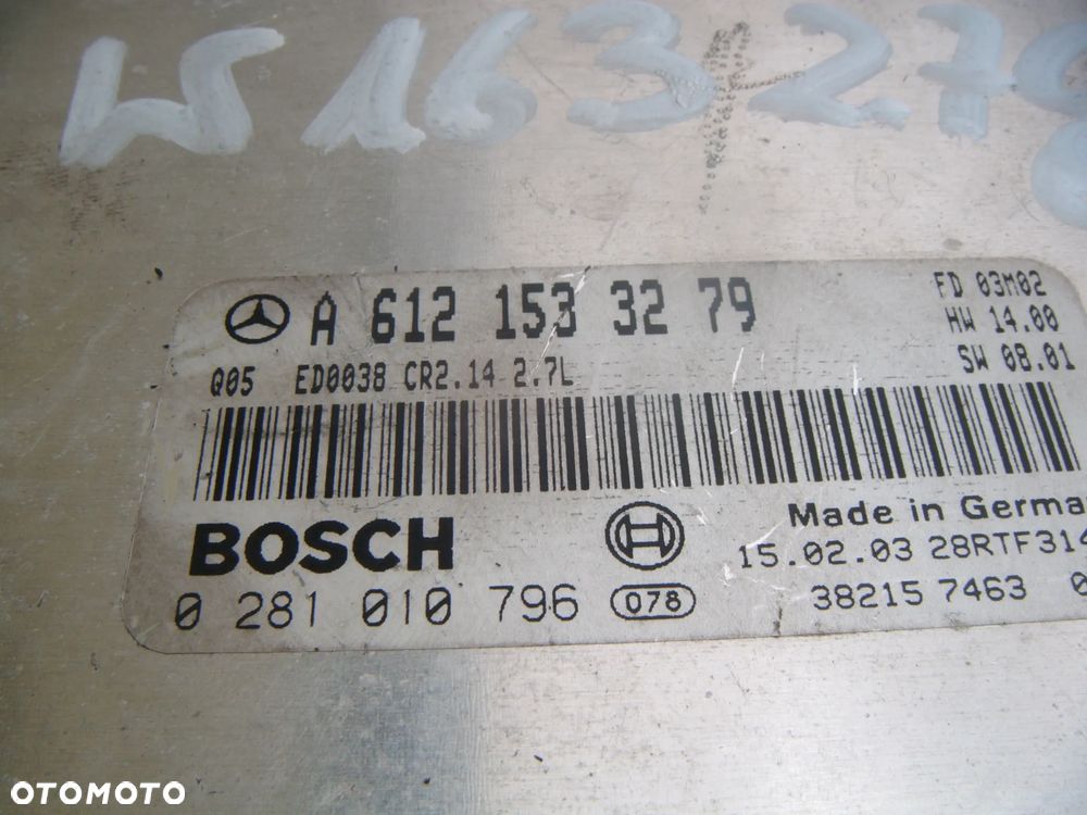 mercedes ML w163 2.7 cdi komputer- sterownik silnika 6113846644 - 2