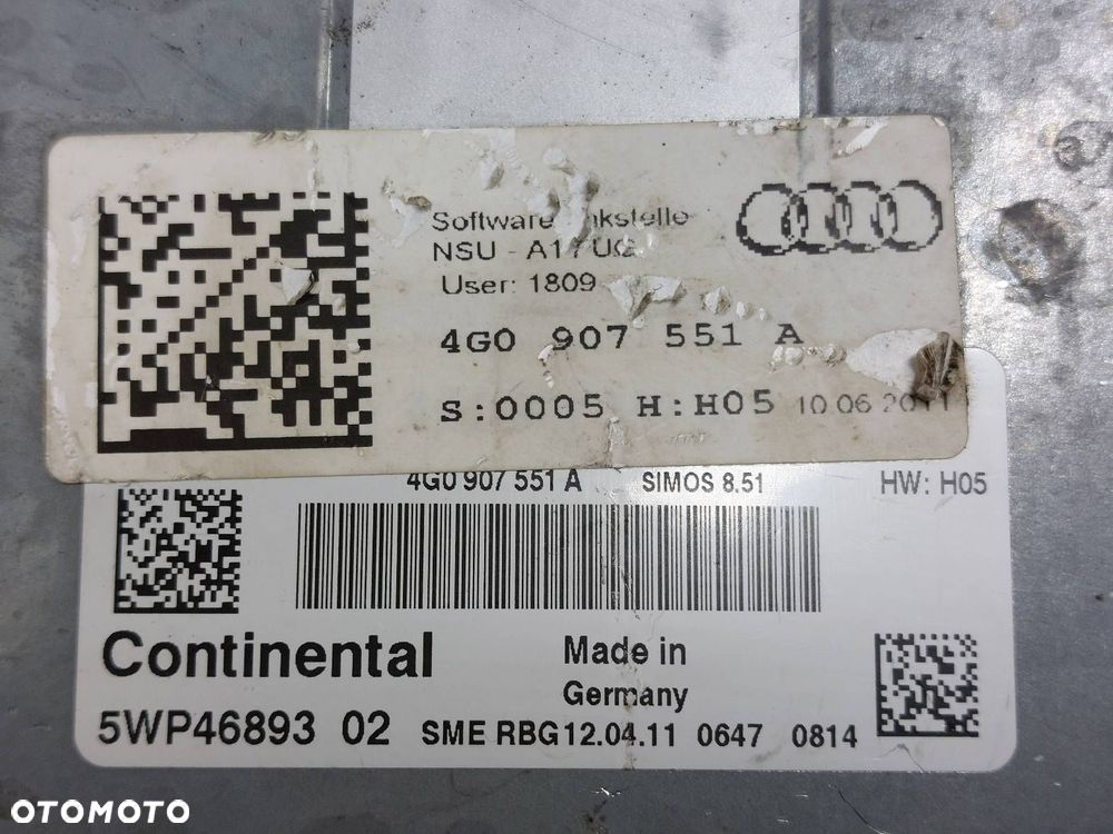 ZESTAW STARTOWY AUDI A7 4G 3.0 TFSI 4G0907551A 4H0907064BR 4G8920982G - 2