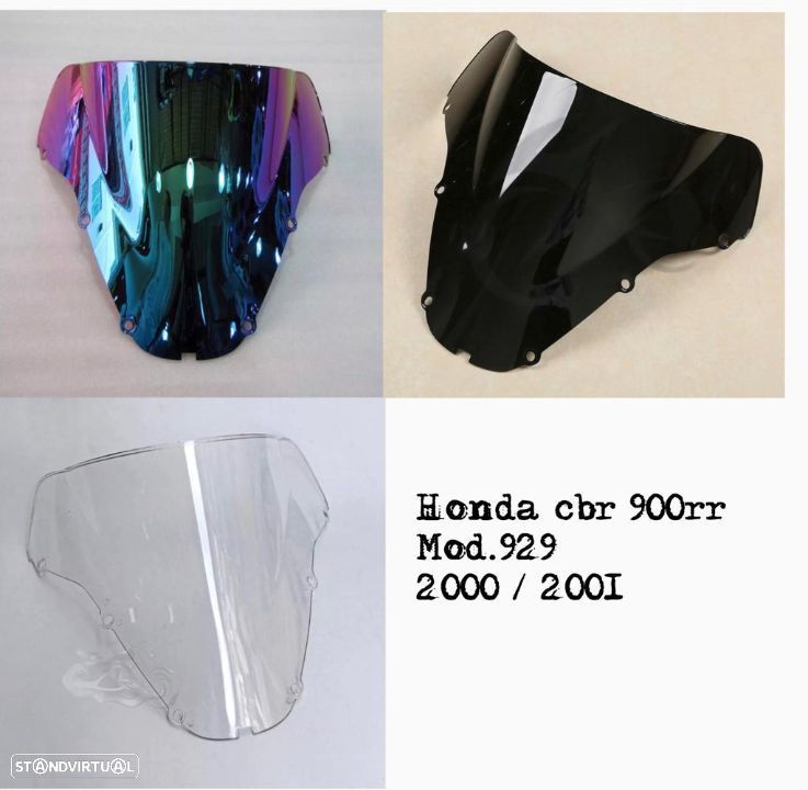Viseira cbr 900rr ano 2000 ate 2001 briseira fireblade honda modelo 929 vidro bolha - 1