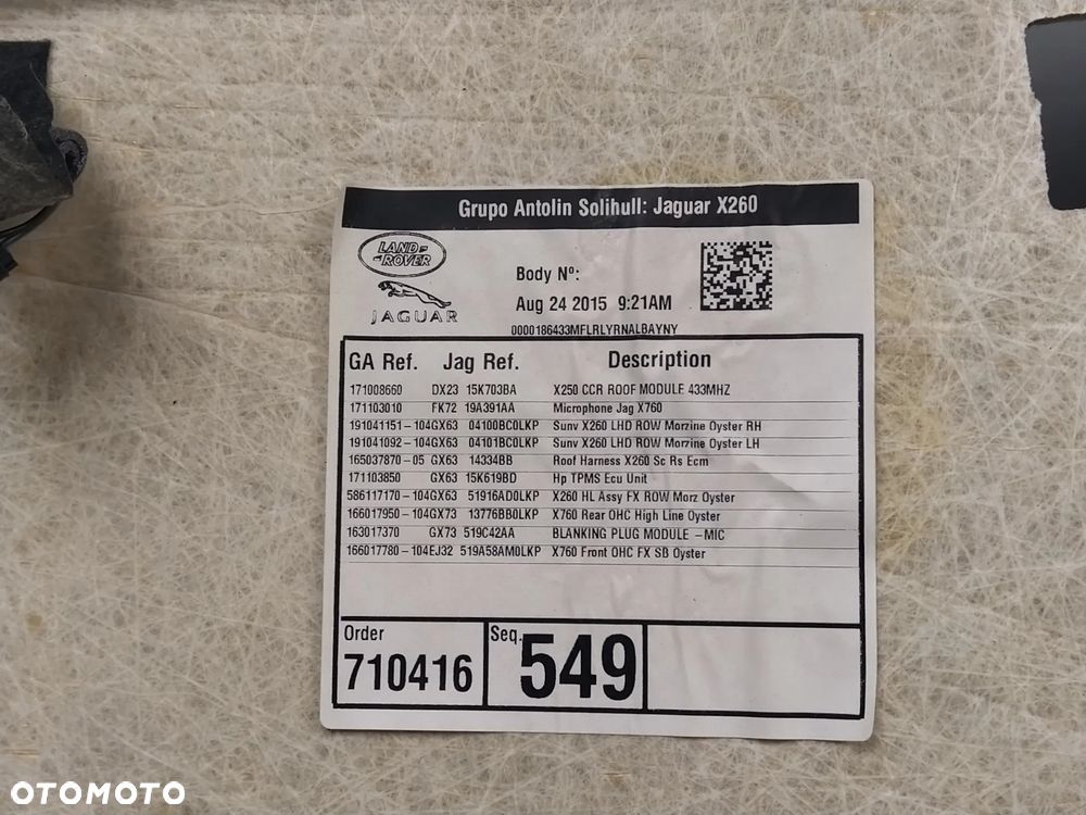 JAGUAR XF X260 SEDAN PODSUFITKA PANEL SŁUPKI SŁUPEK SŁONECZNIKI RĄCZKI ZAŚLEPKI KOMPLET ORYGINAŁ - 23