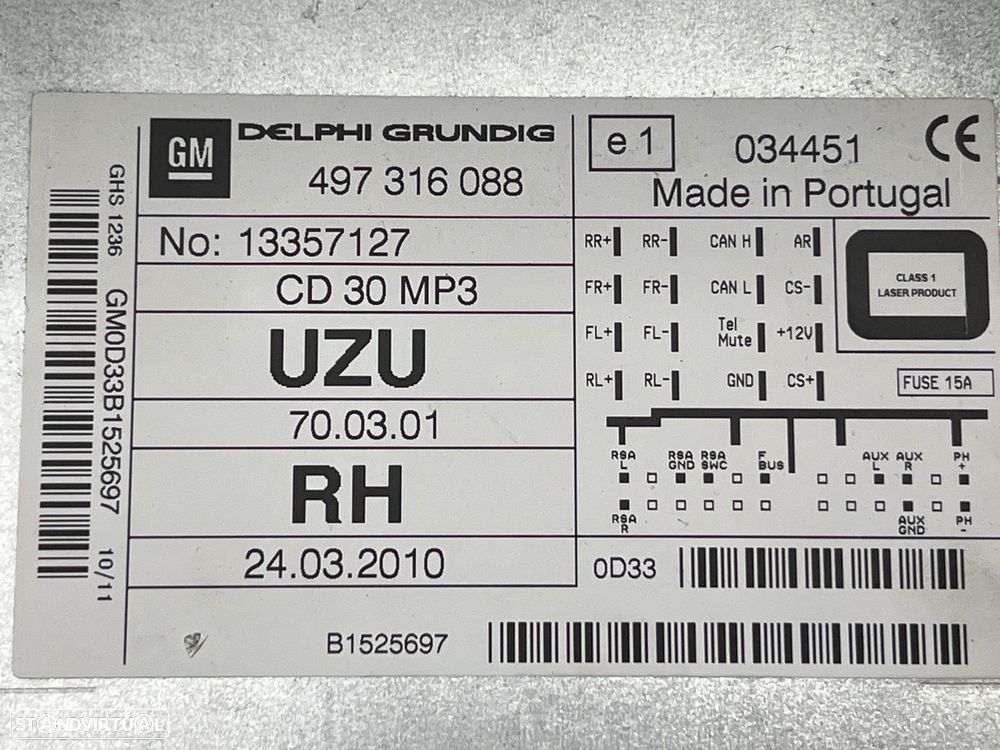 Rádio OPEL CORSA D (S07) 13357127 - 4