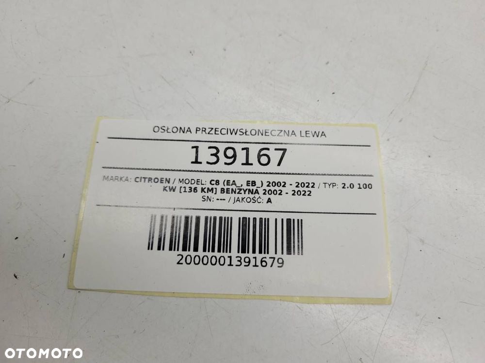 OSŁONA PRZECIWSŁONECZNA LEWA DASZEK CITROEN C8 EUROPA - 3