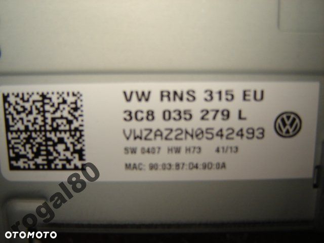 VW GOLF PASSAT TOURAN RNS 315 BLUETOOTH 3C8035279L - 3