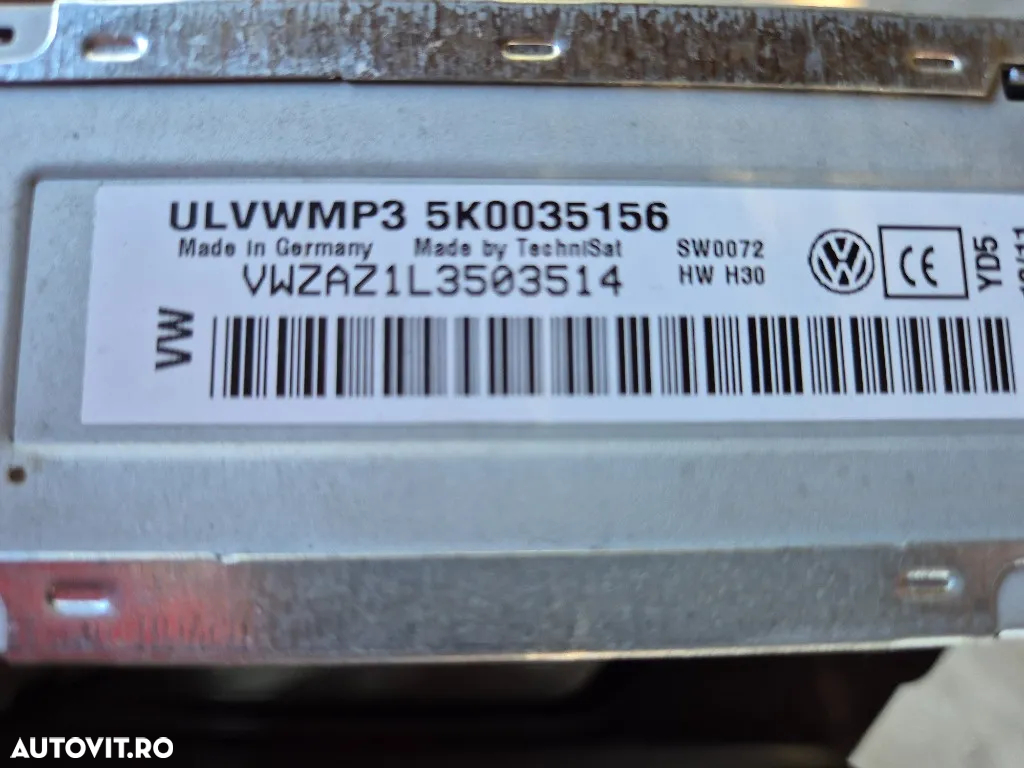CD Player MP3 (cu cod deblocare) VW GOLF 6 / TOURAN / CADDY cod oem 5K0035156 - 2