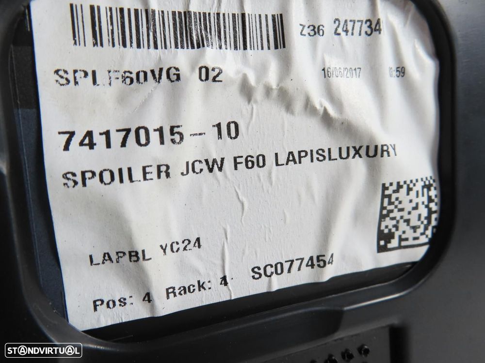 Spoiler JCW da Mala Usado / Original MINI MINI COUNTRYMAN (F60) 51627405999/7417... - 6