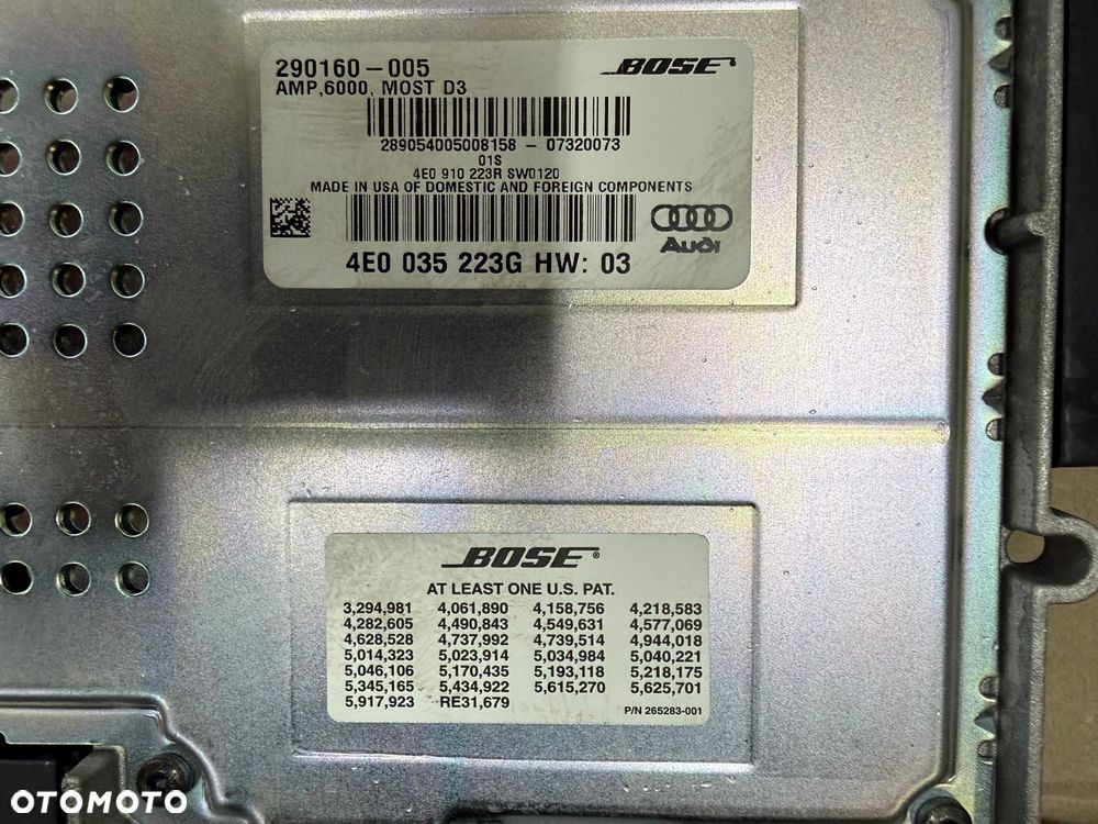 AUDI A8 D3 GŁOŚNIKI WZMACNIACZ BOSE 4E0035223G KOMPLET - 2