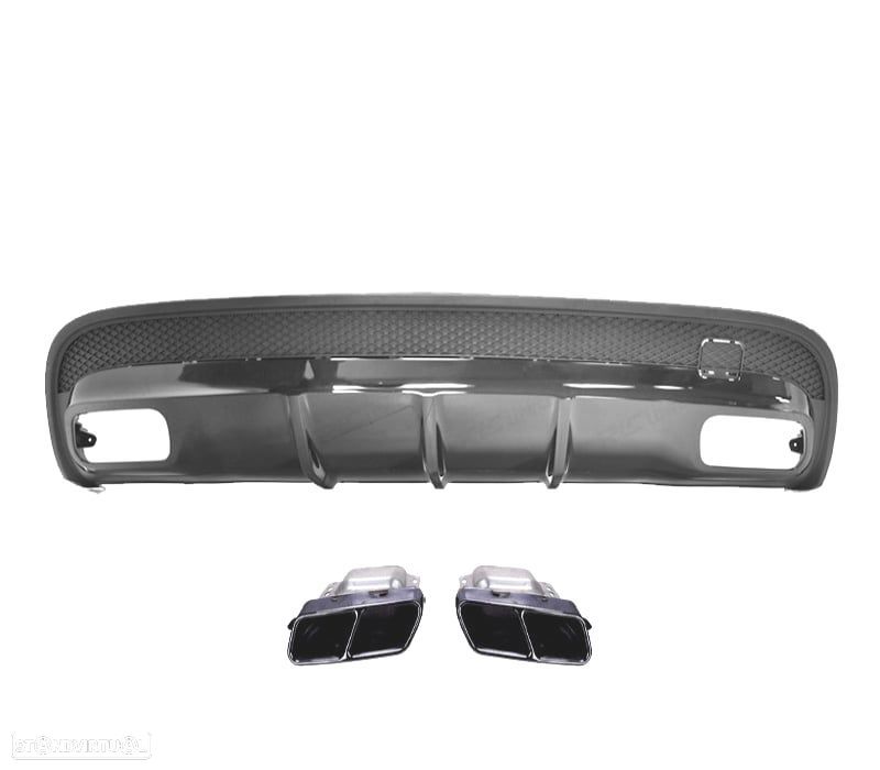 DIFUSOR MERCEDES X156 AMG 13-19 LOOK GLA45 PRETO + PONTEIRAS DE ESCAPE PRETAS - 2