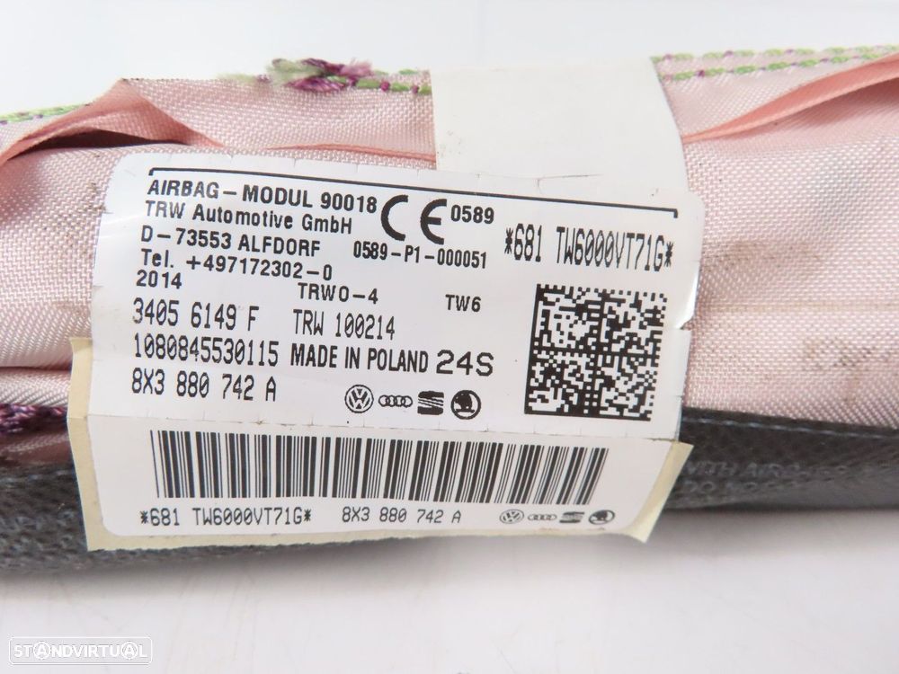 Airbag Cortina Direito Usado / Original AUDI A1 (8X1, 8XK) 8X3880742A - 3