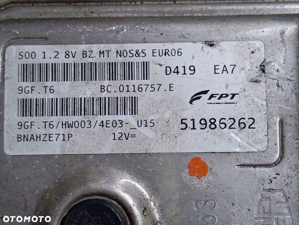 Komputer Fiat 500 1.2 8V 9GF.T6 52032653 - 3