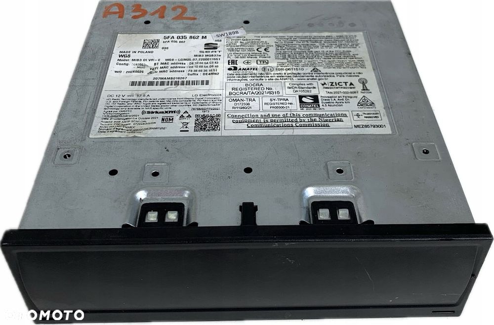 A312 CZYTNIK MULTIMEDIA NAWIGACJA MIB3 SEAT LEON IV 5FA035862M - 1