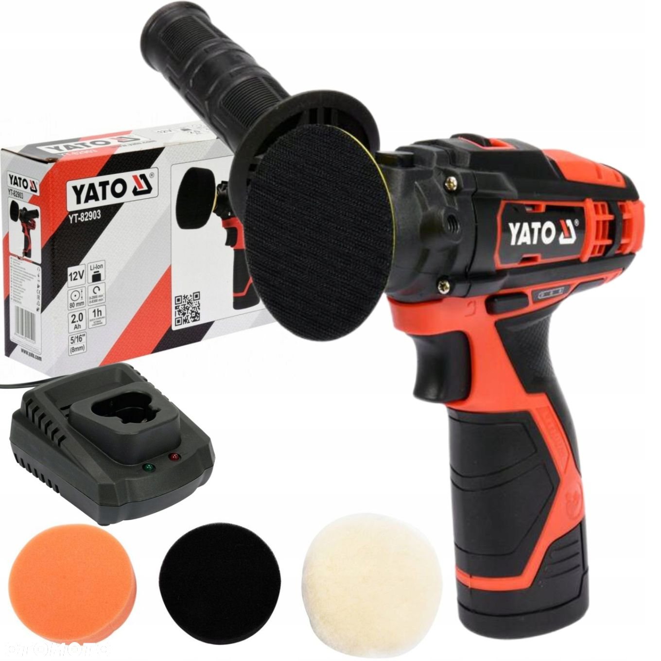 YATO POLERKA SAMOCHODOWA SZLIFIERKA AKUMULATOROWA 12V  3GĄBKI YT-82903 - 10
