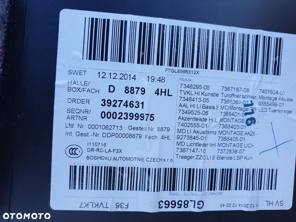 BMW F36 GC BOCZEK TAPICERKA DRZWI TYLNY LEWY TYŁ - 5