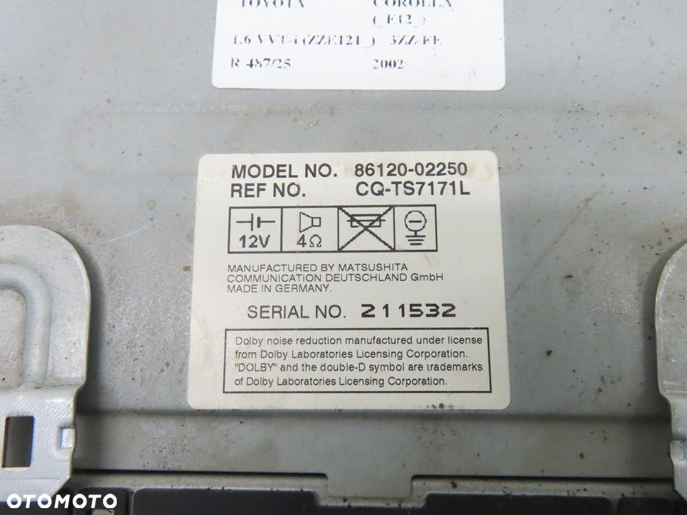 RADIO KASETA  TOYOTA COROLLA E12 8612002250 - 4