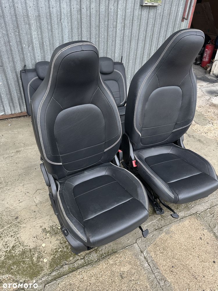 Smart 453 Brabus twingo 3  fotel grzany skórzany  biała nić  oparcie iso fix air bag grzany kanapa tył - 2