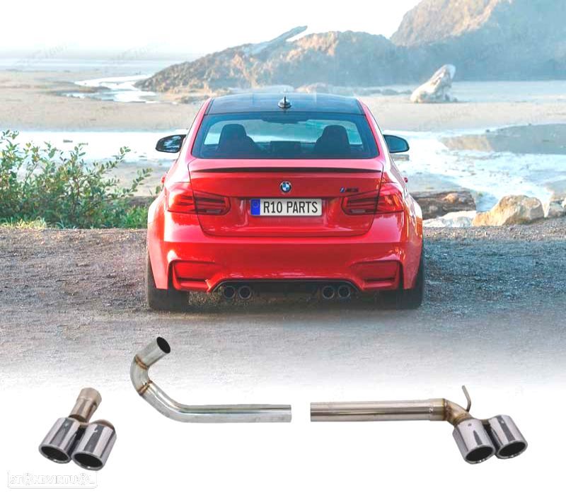 CONJUNTO PONTEIRAS DE ESCAPE DUPLA BMW F30 F31 LOOK M3 - 1