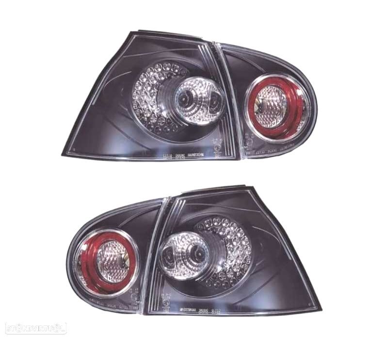 FAROLINS TRASEIROS LED VOLKSWAGEN VW GOLF 5 MK V 03-08 CROMADO PRETO - 1