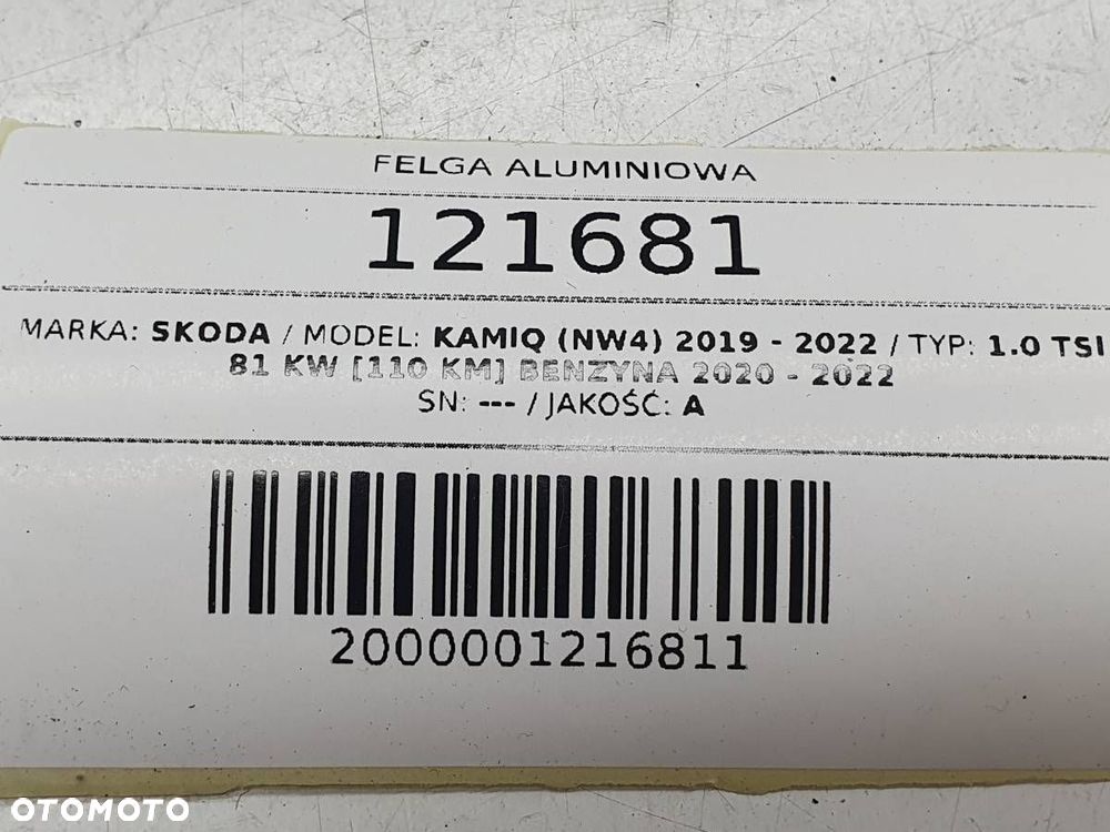 FELGA ALUMINIOWA 18 7J ET39 5X100 SKODA KAMIQ 657601025A - 11