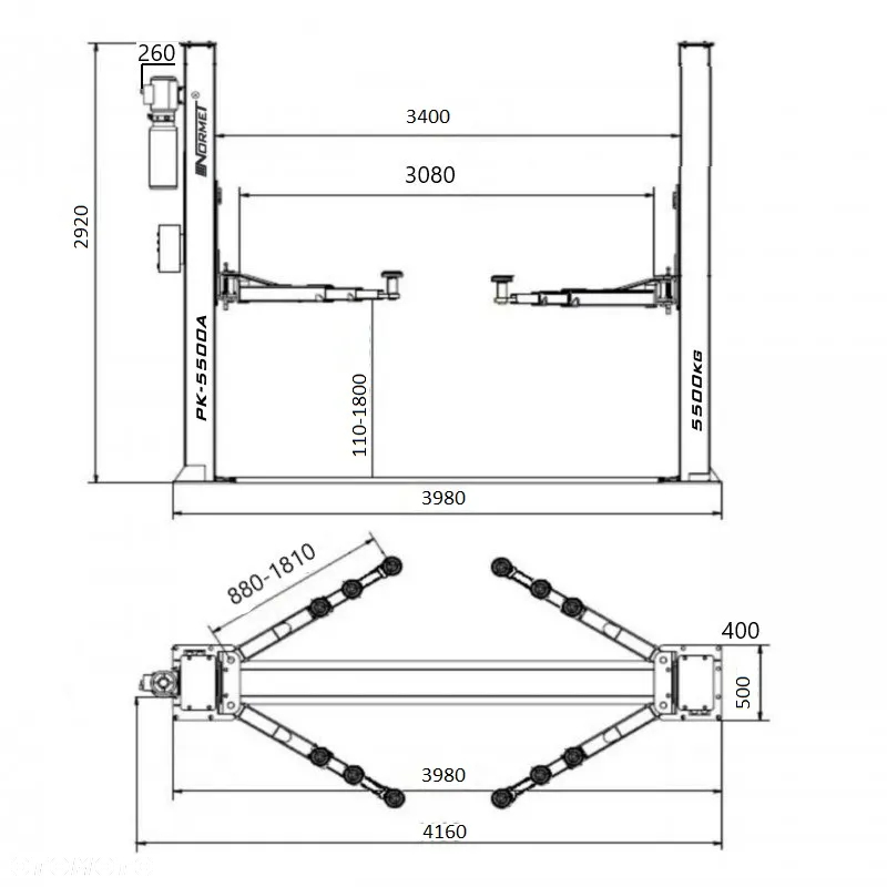Podnośnik Dwukolumnowy NORMET PK5500A - 6