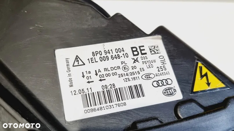 REFLEKTOR PRAWY XENON AUDI A3 8P0 LIFT EUROPA - 4
