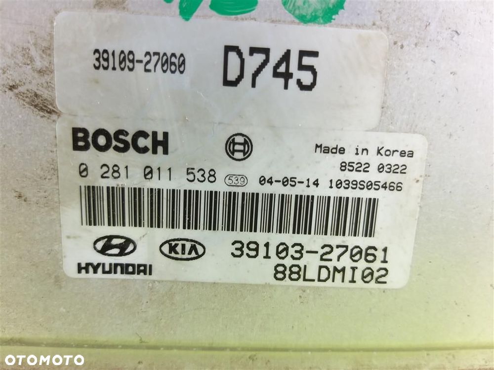 Komputer sterownik silnika Kia Cerato 2003-2006 2,0 CRDI BOSCH  0281011538 - 4