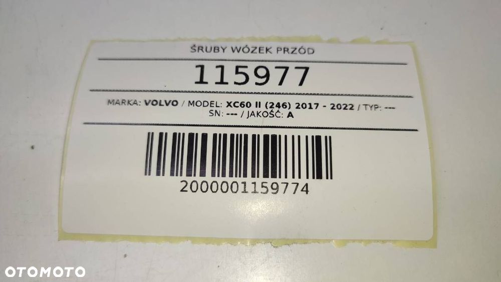ŚRUBY ZAWIESZENIA WÓZKA PRZÓD VOLVO XC60 II 2021 - 4