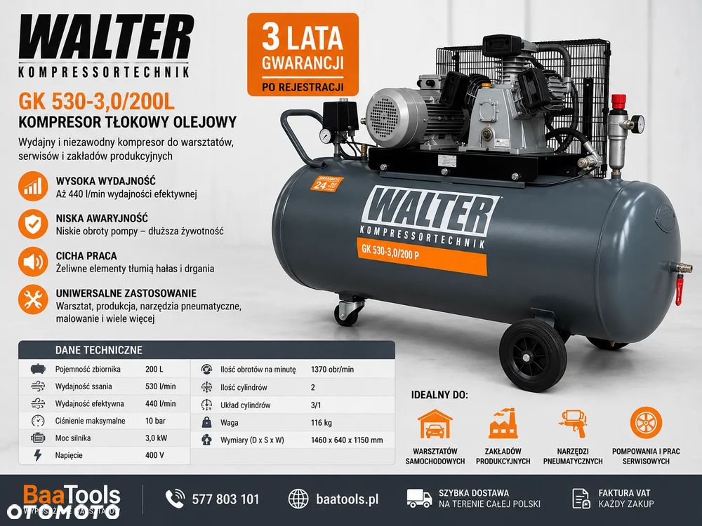 Kompresor sprężarka WALTER GK 530-3,0/200 - 1