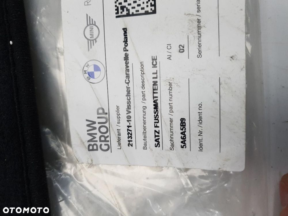 NOWY ORYGINAŁ DYWANIKI WELUR KOMPLET BMW 5 G60 5A6A5B9 - 2