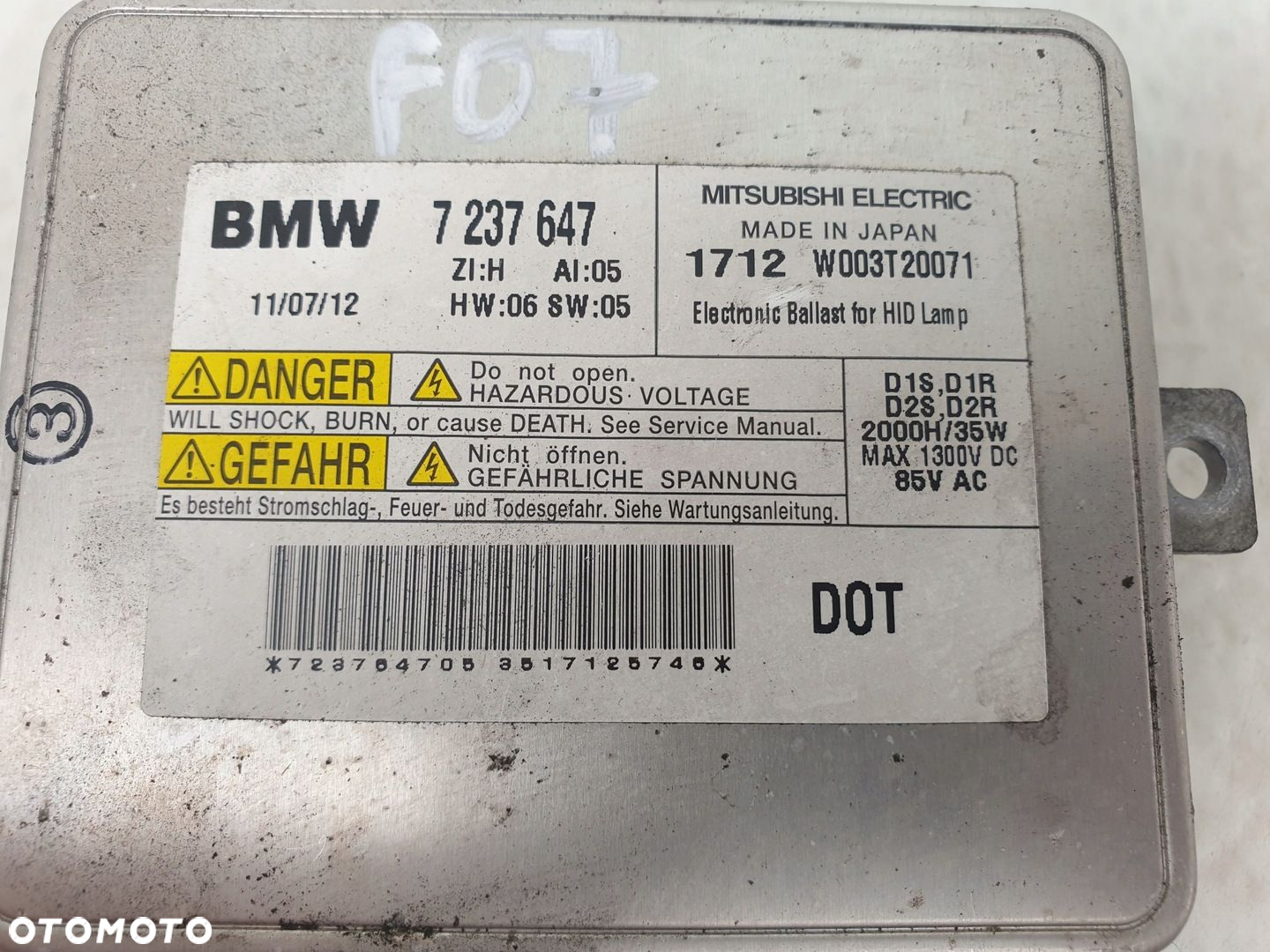 BMW 5 GT F07 PRZETWORNICA XENON 7237647 ORYG - 4
