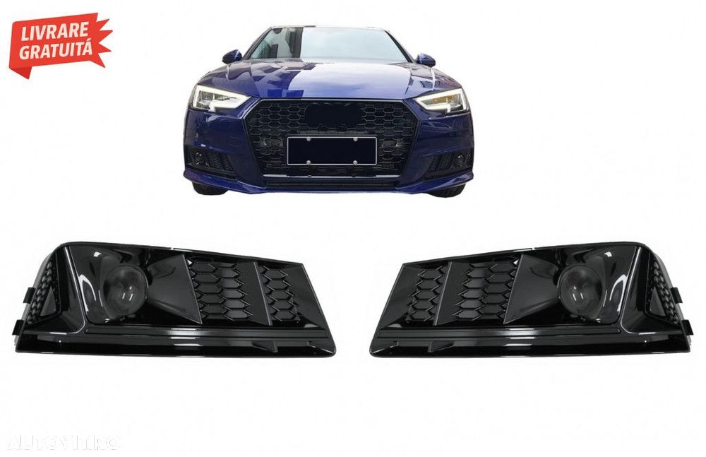 Grile Laterale Audi A4 B9 Sedan Avant (2016-2018) RS4 Design Negru - 1