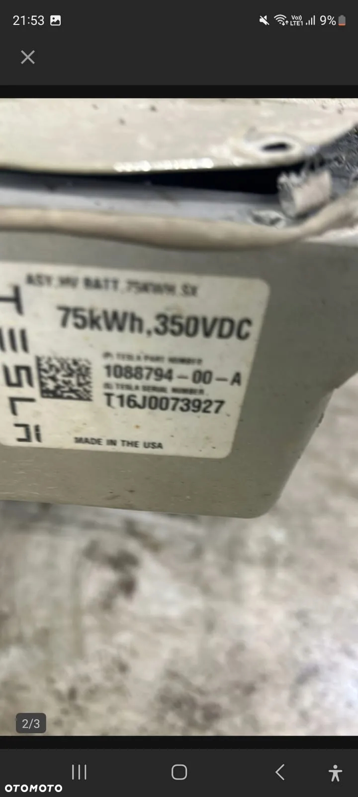 Moduł akumumulator baterii Li-ion TESLA MODEL S 1071954-00-B  MAGAZYN ENERGII 5.3 kWh 21V - 5