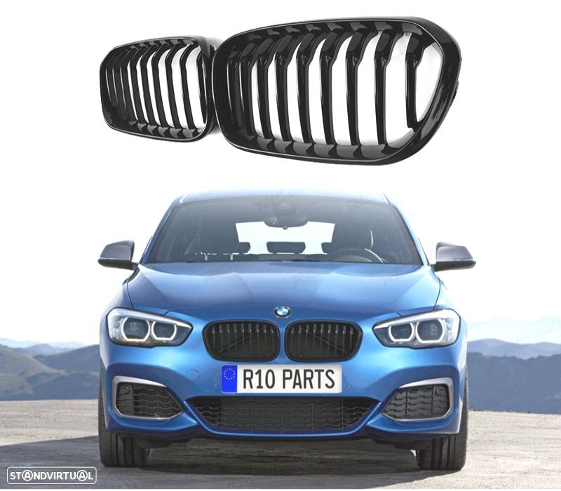 GRELHAS FRONTAIS BMW F20 LCI 15-19 PRETO BRILHANTE - 1