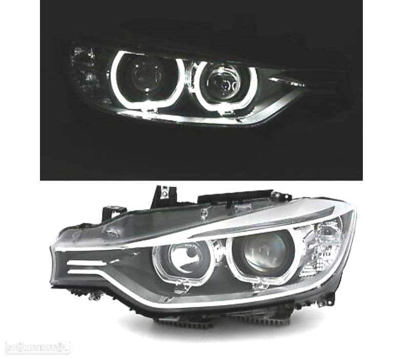 FAROIS BMW F30 11-15 ANGEL EYES LED FUNDO PRETO - 2