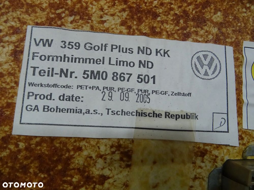 PODSUFITKA PODSUFITÓWKA BEŻ VW GOLF V PLUS NR290 - 11