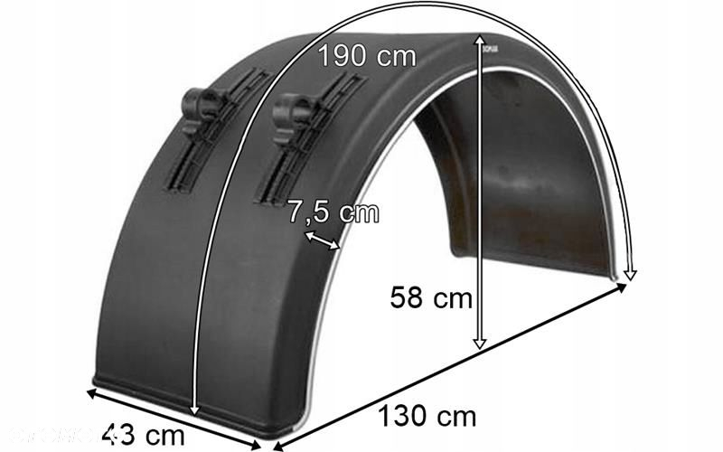 NADKOLE BŁOTNIK PLASTIKOWY TYLNY 430MM Z MOCOWANIEM - 2