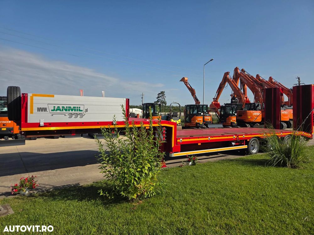 Janmil TRAILER 3 axe FULL OPTION-NOU, 2026, rampe DUBLE, lemne pt extensii latime la 3m, 2 roti rezerva, axe SAF, anv Goodyear, TROLIIU, cutie depozitare, obloane pe gatul de lebada, Carte identitate RAR, Podea rabatabila, posibil leasing-PROMOTIE 58.900eur - 3