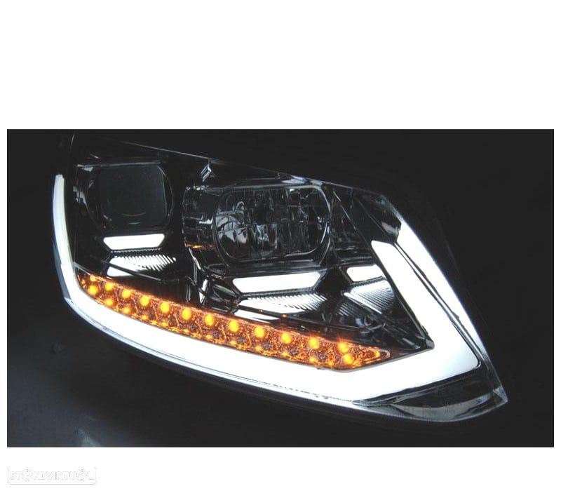 CONJUNTO DE FARÓIS VW TOURAN II 10-15 TRU DRL COM INDICADORES LEDS DINÂMICOS PRETO - 3