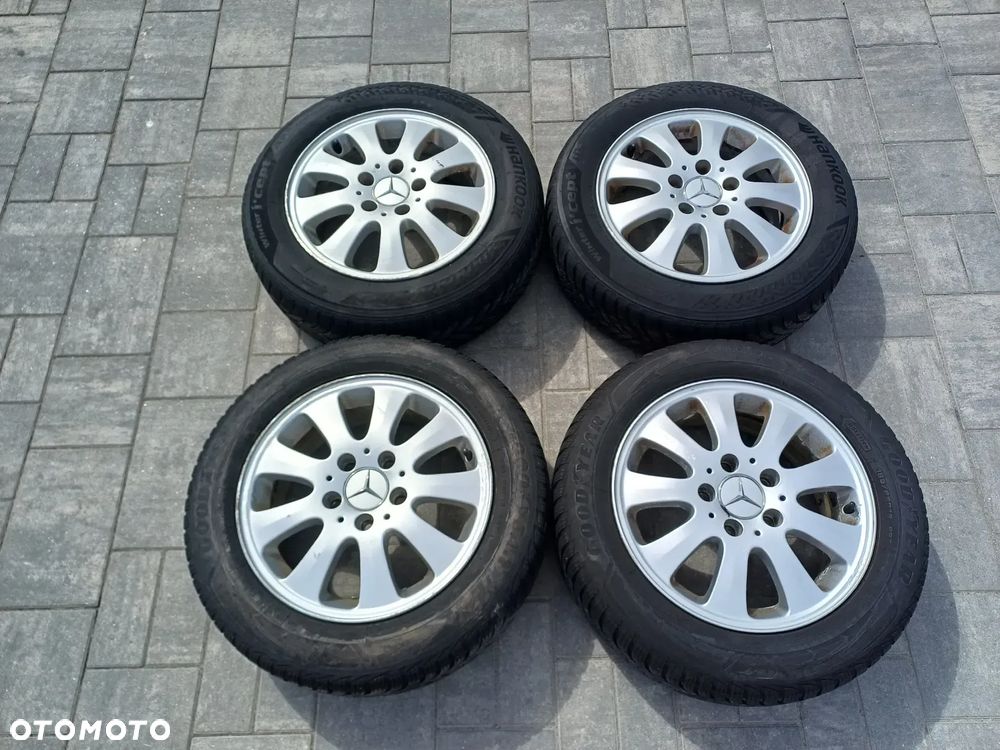 FELGI Z OPONAMI KOŁA ALUMINIOWE MERCEDES R15 5X112 66,6 mm OPONY GOODYEARS R15 185/65 2021r ZIMA NR33 - 1