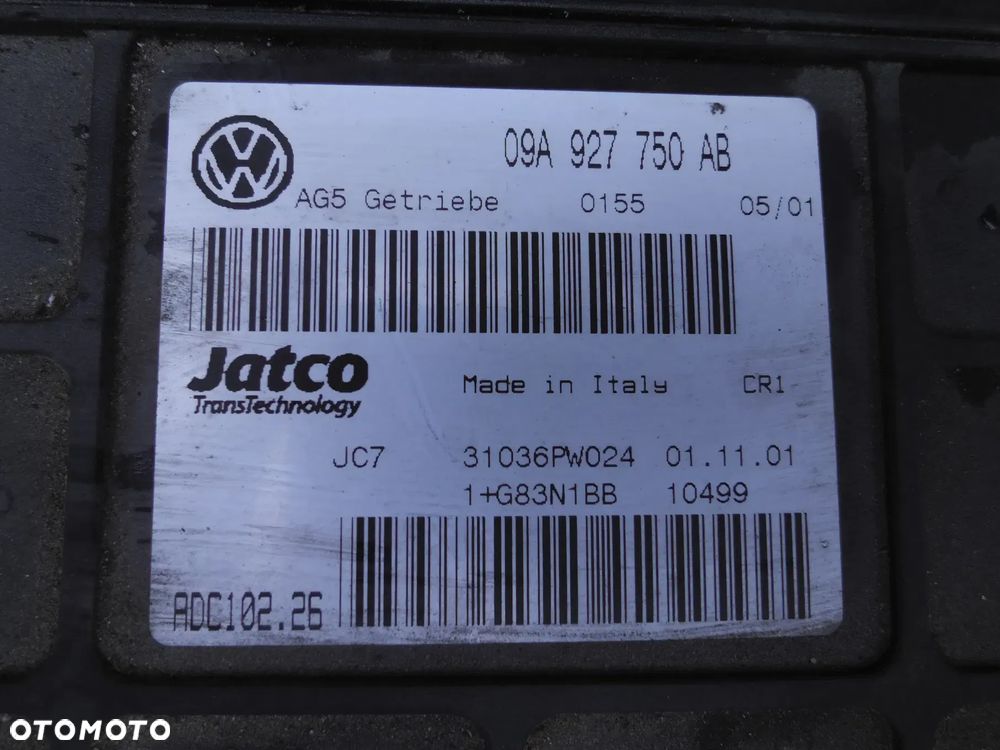 AUDI A3 8L 1.8T MODUŁ STEROWNIK KOMPUTER AUTOMATYCZNEJ SKRZYNI BIEGÓW AG5 09A927750AB VW - 2