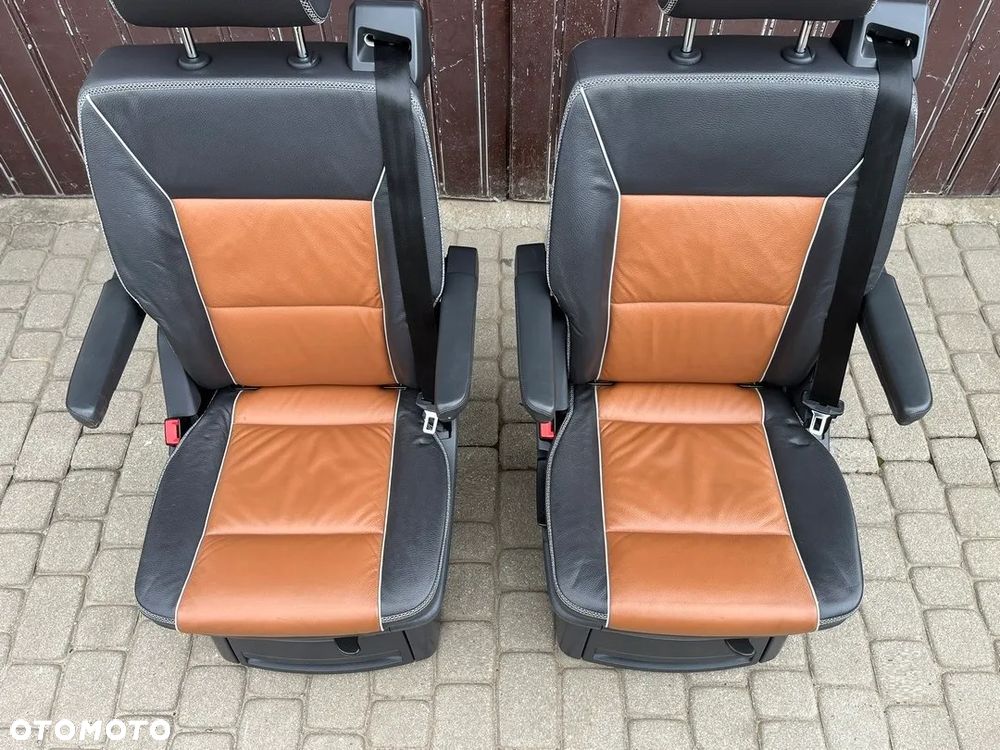 FOTEL OBROTOWY KAPITAŃSKI TYŁ TYLNY DRUGI RZĄD 2 SKÓRA ANTRACYT TEAK VW T5 LIFT T6 CALIFORNIA MULTIVAN PAN AMERICANA - 4
