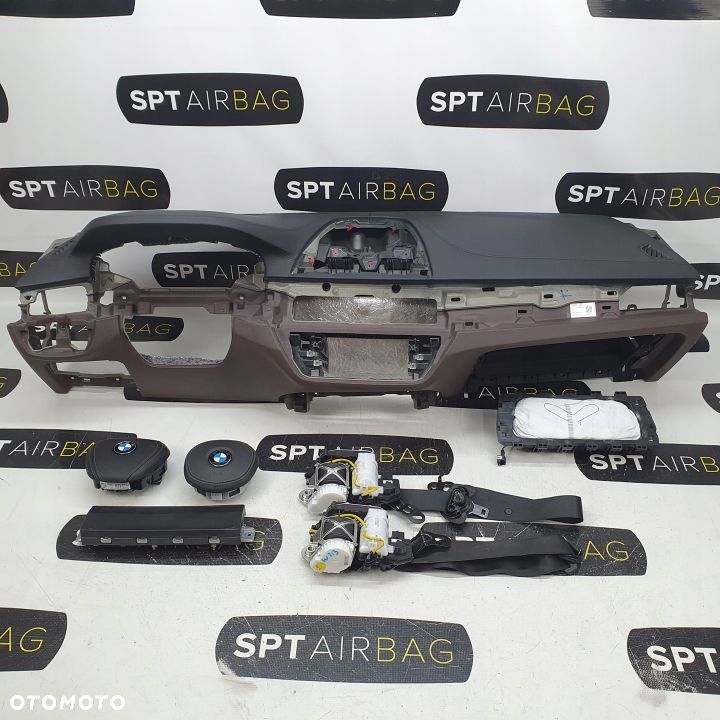 BMW G30 DESKA ROZDZIELCZA KONSOLA KOKPIT PULPIT PODUSZKI AIRBAG AIR BAG PASY KIT SET - 1