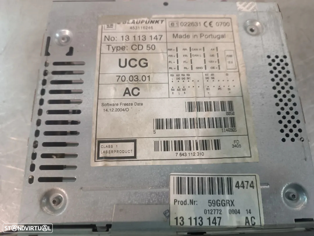 AUTO RADIO ORIGINAL OPEL VECTRA C CD50 13113147 - 2