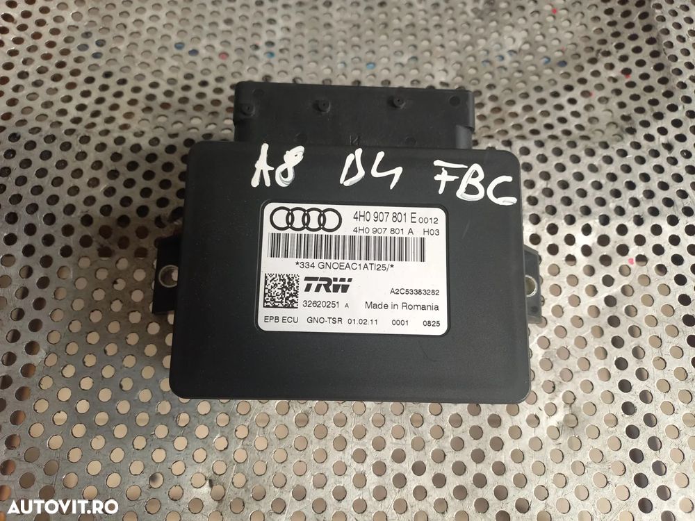 Modul Calculator Frana De Mana Audi A8 4H D4 An 2010-2011-2012-2013-2014-2015-2016-2017 Cod 4H0907801E Dezmembrez Audi A8 4H D4 Volan Stanga 3.0 Tdi Quattro Motor CDT Cutie MXU - Dezmembrari Arad - 5