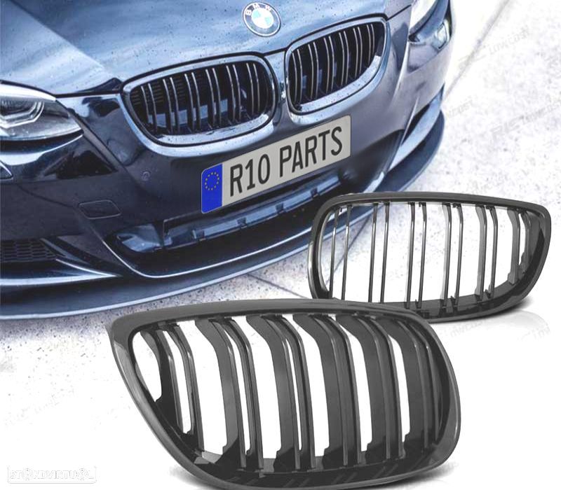 GRELHAS FRONTAIS BMW E92 E93 06-10 LOOK M4 PRETO BRILHANTE - 1